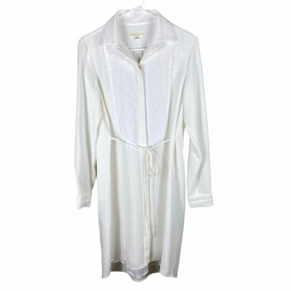 Rag & bone white linen blend collared shirt dress
